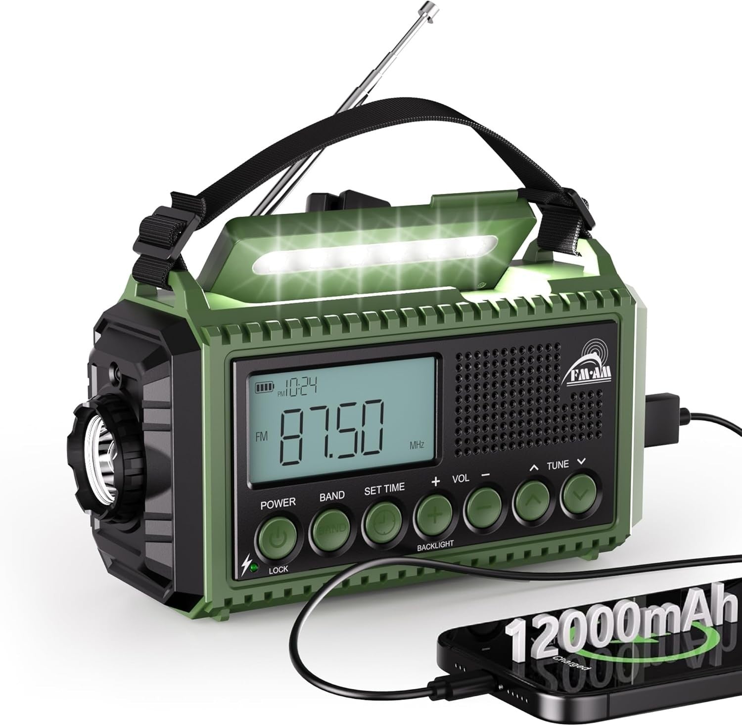 Portable Wind Up Solar Emergency Radio USB Charger AM/FM/SW Torch