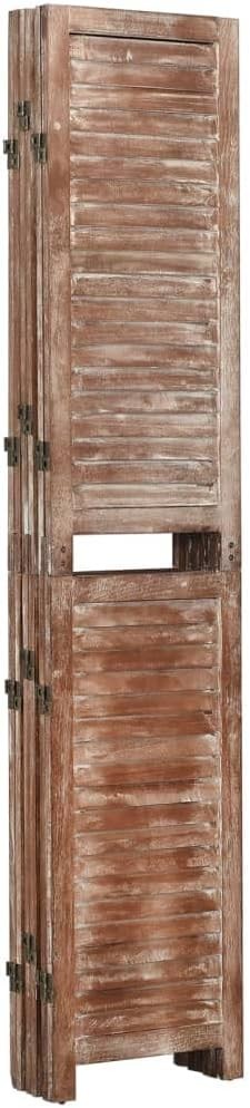6 Panel Wooden Room Divider 210x165cm Vintage Brown Privacy Screen Folding