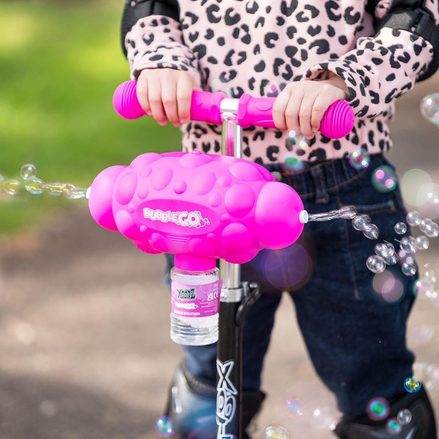 Kids 3 Wheel Bubble Scooter Foldable Tilt Turn Pink Age 3+