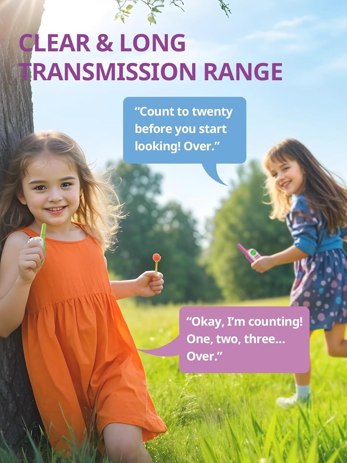 Kids Rechargeable Walkie Talkies 3 Pack Long Range VOX 48H Battery