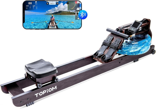 Oak Wood Water Rowing Machine Foldable Bluetooth TM3 Display Home Rower 182KG