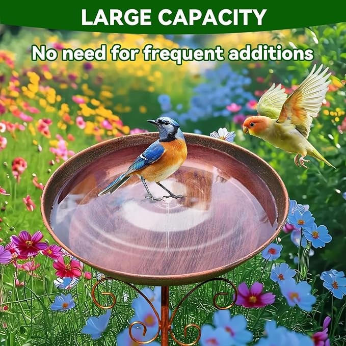 Vintage Metal Bird Bath Bowl – Outdoor Garden Feeder with 5-Prong Base