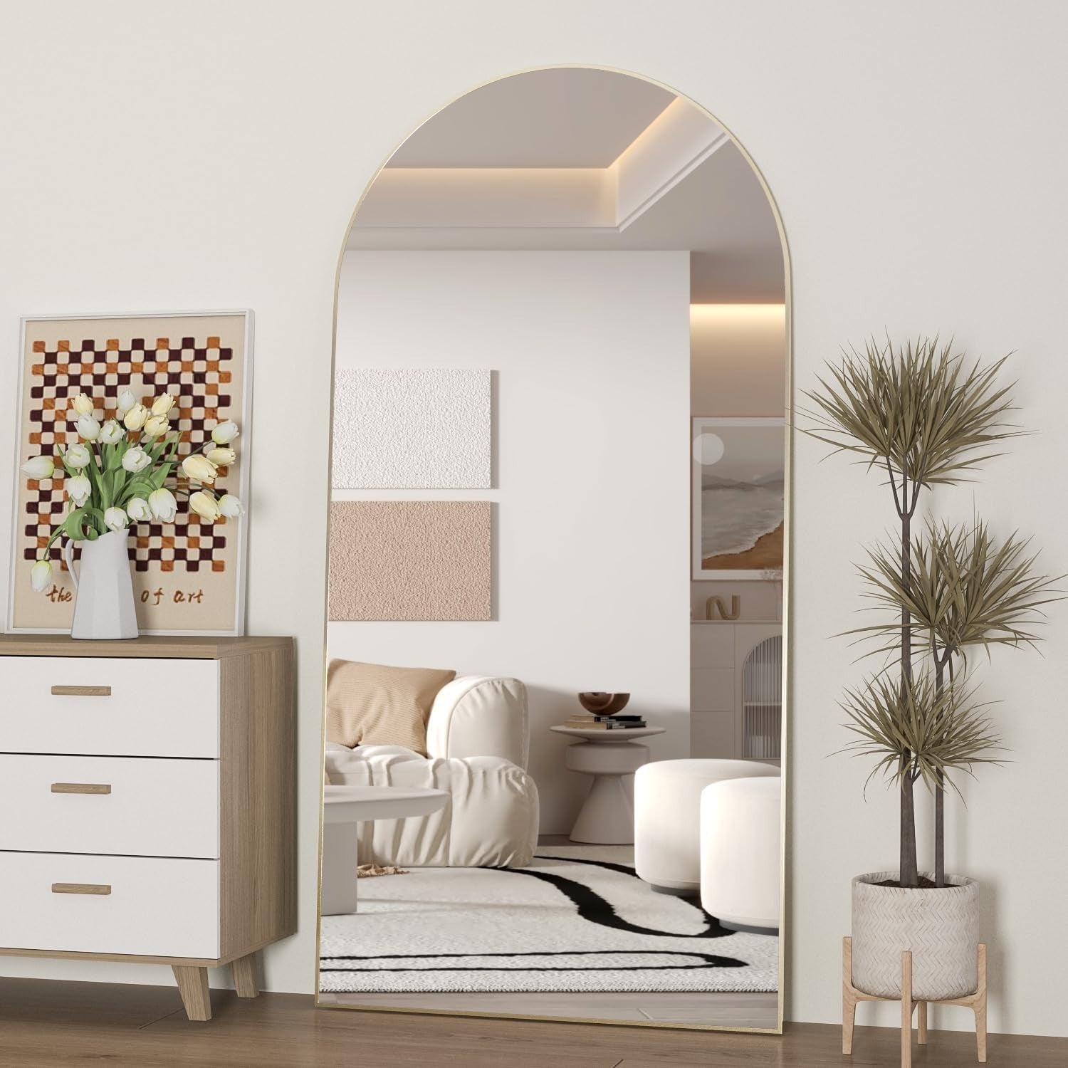 Gold Arch Full Length Mirror 180x80cm Standing Wall Leaning Bedroom Modern