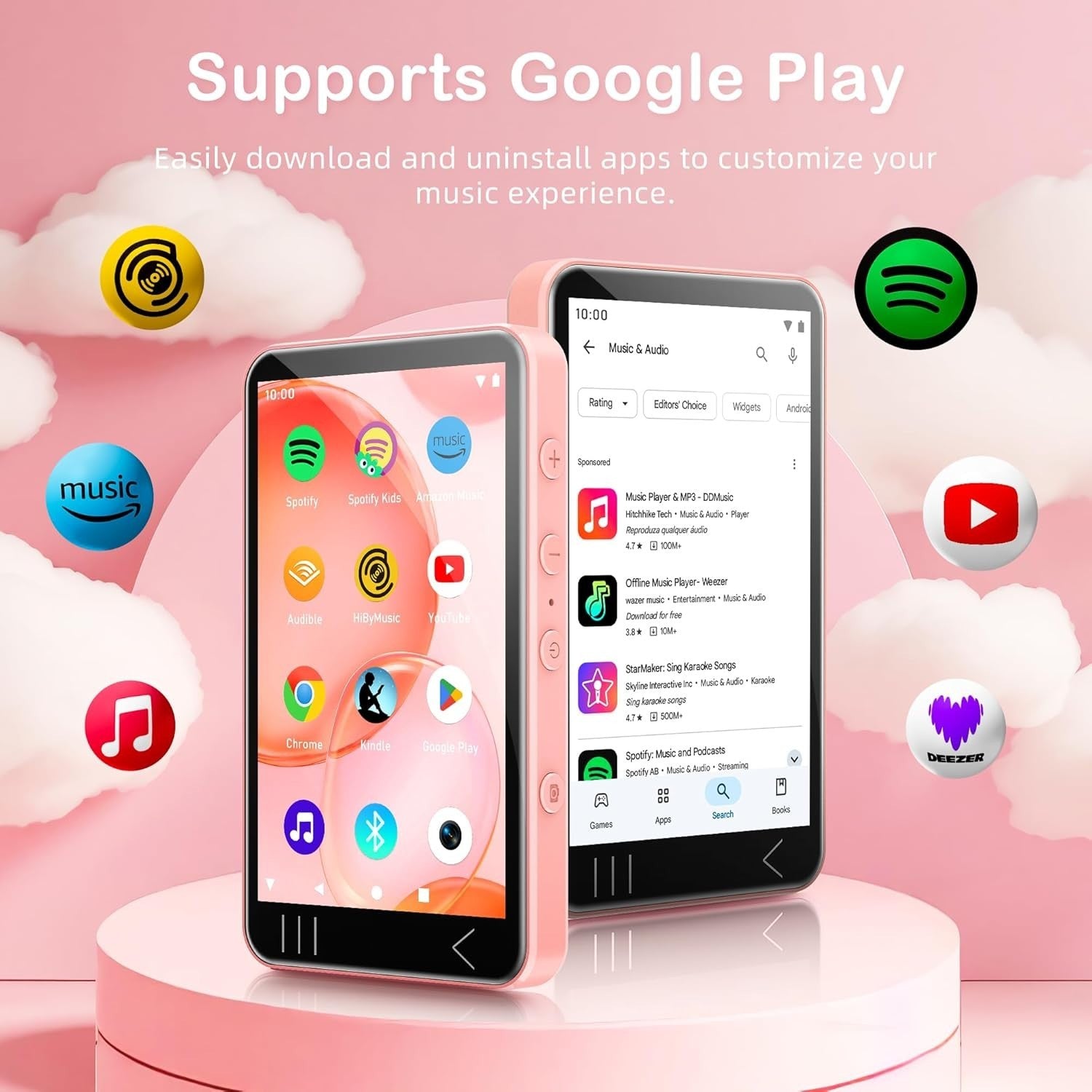 Android 13 MP3 Player 4” Touchscreen WiFi Bluetooth Music Video Camera