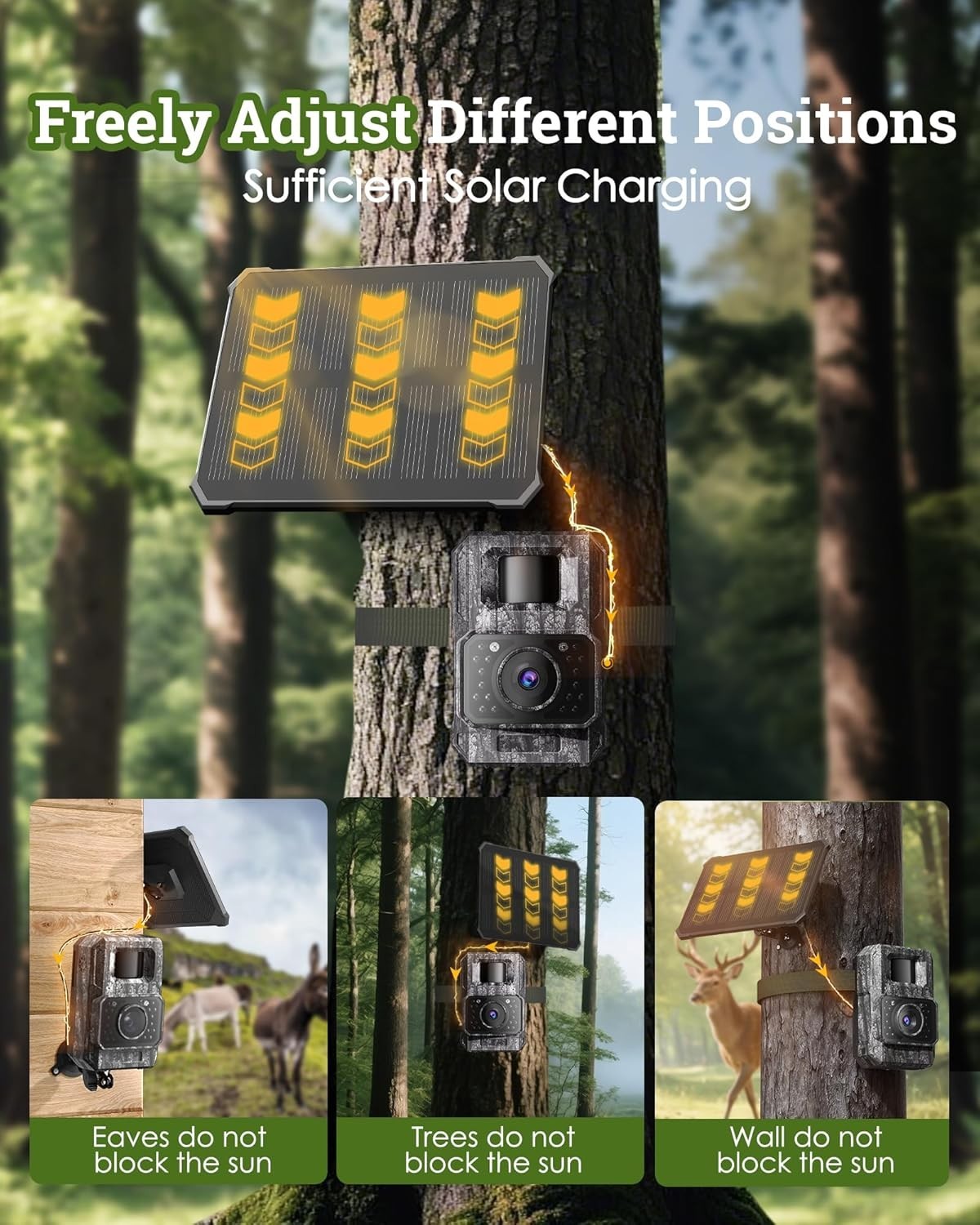 4K 64MP Solar Trail Camera WiFi Night Vision Motion Activated IP66