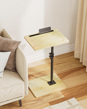 Adjustable C-Shaped Swivel Side Table 40x30x(45-81)cm Oak Coffee Tray