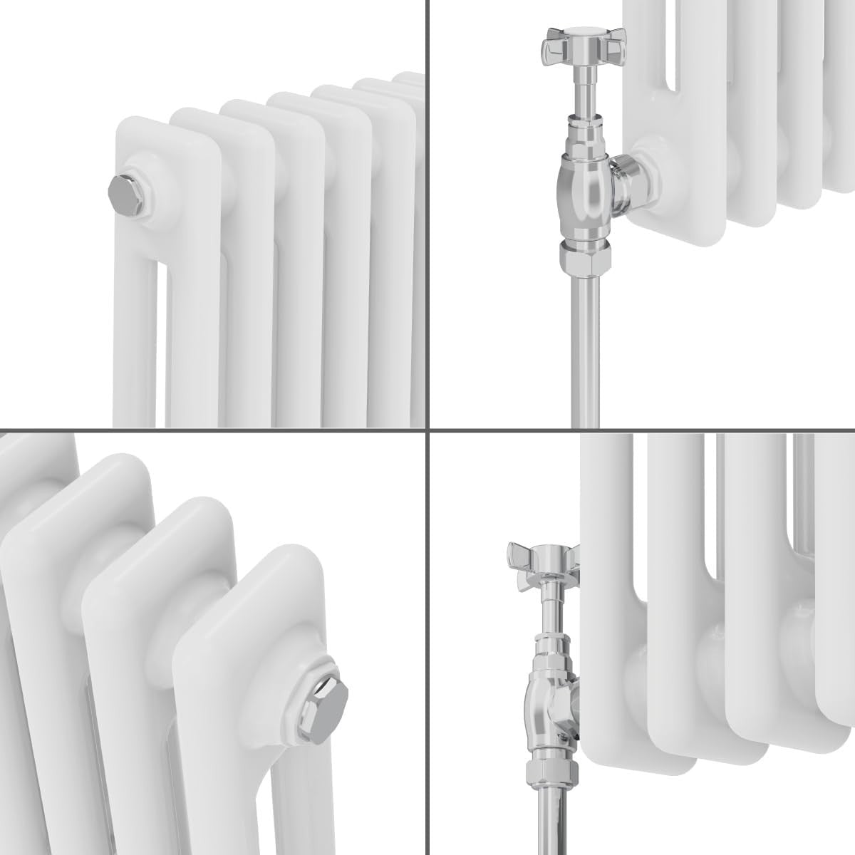 Gloss White 2 Column Radiator 600x1010mm Central Heating Bathroom