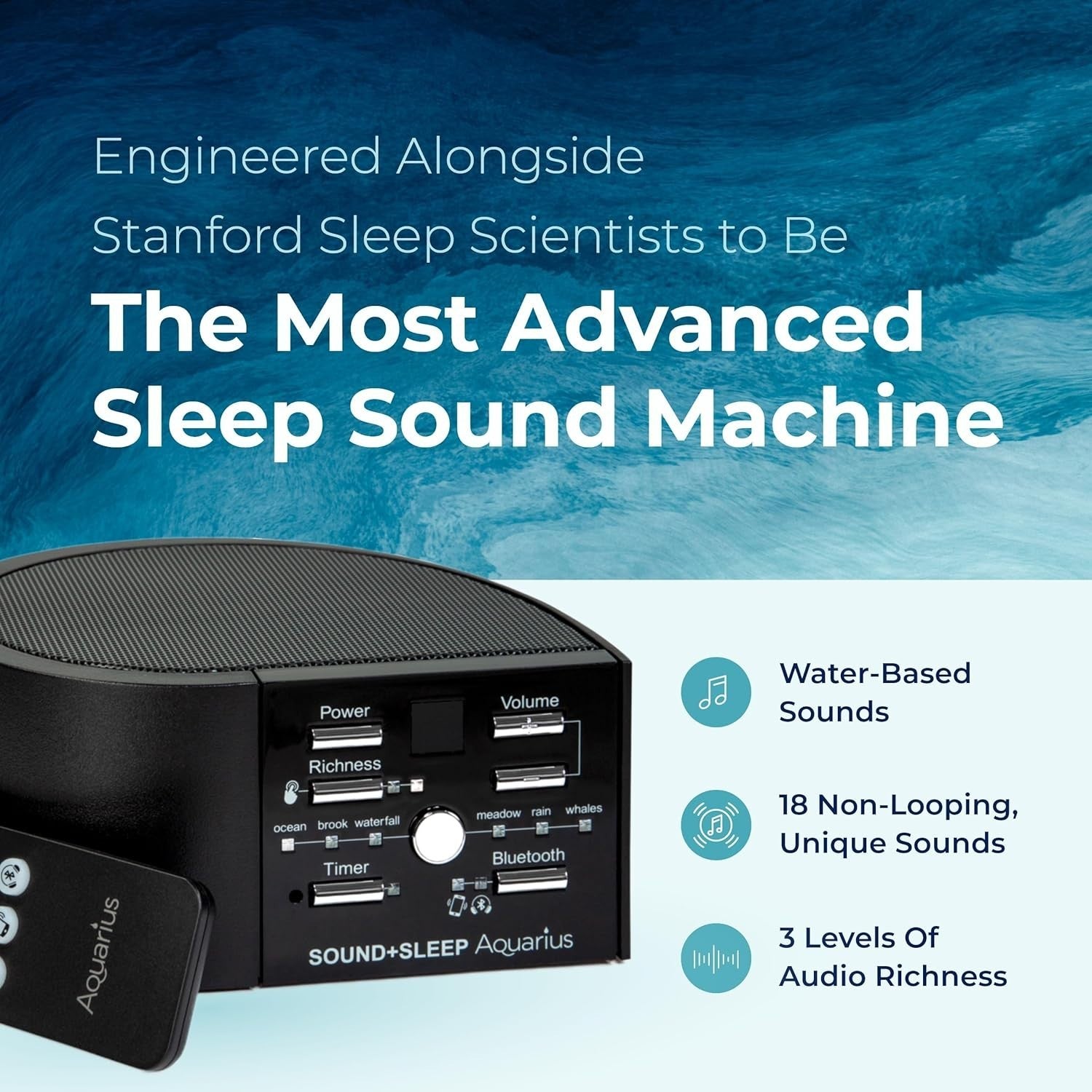 Portable Sleep Sound Machine Bluetooth Speaker 18 Water Sounds Timer