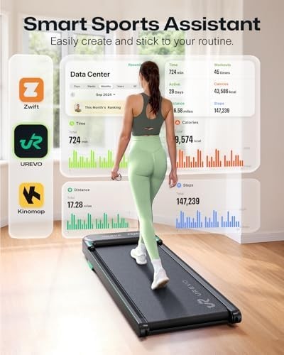 Black Under Desk Treadmill Walking Pad 1-6 km/h Home Office