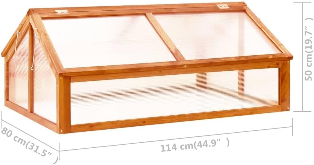Wooden Cold Frame Greenhouse 114x80x50cm | Firwood Outdoor Raised Planter Box