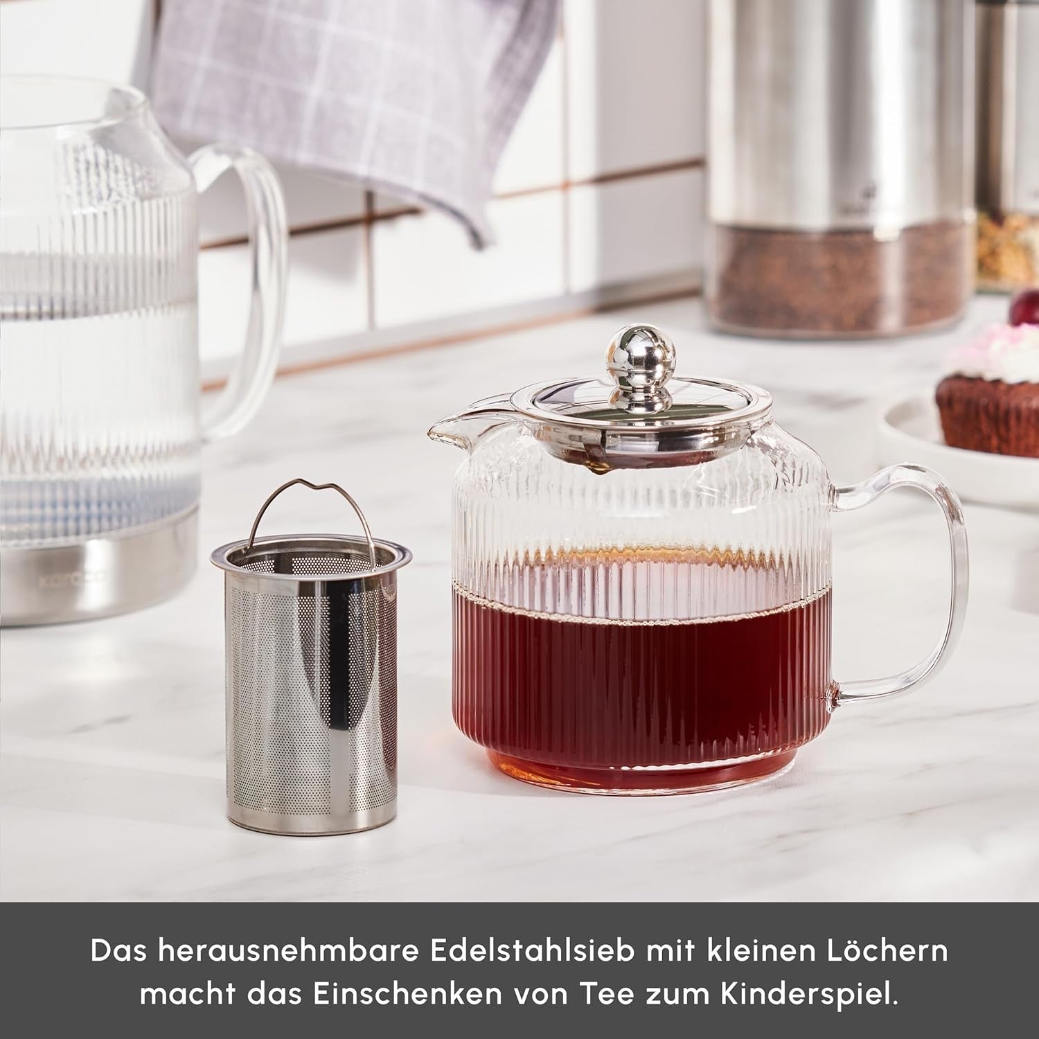 Glass Turkish Teapot Set 3L Borosilicate Tea Maker with Infuser