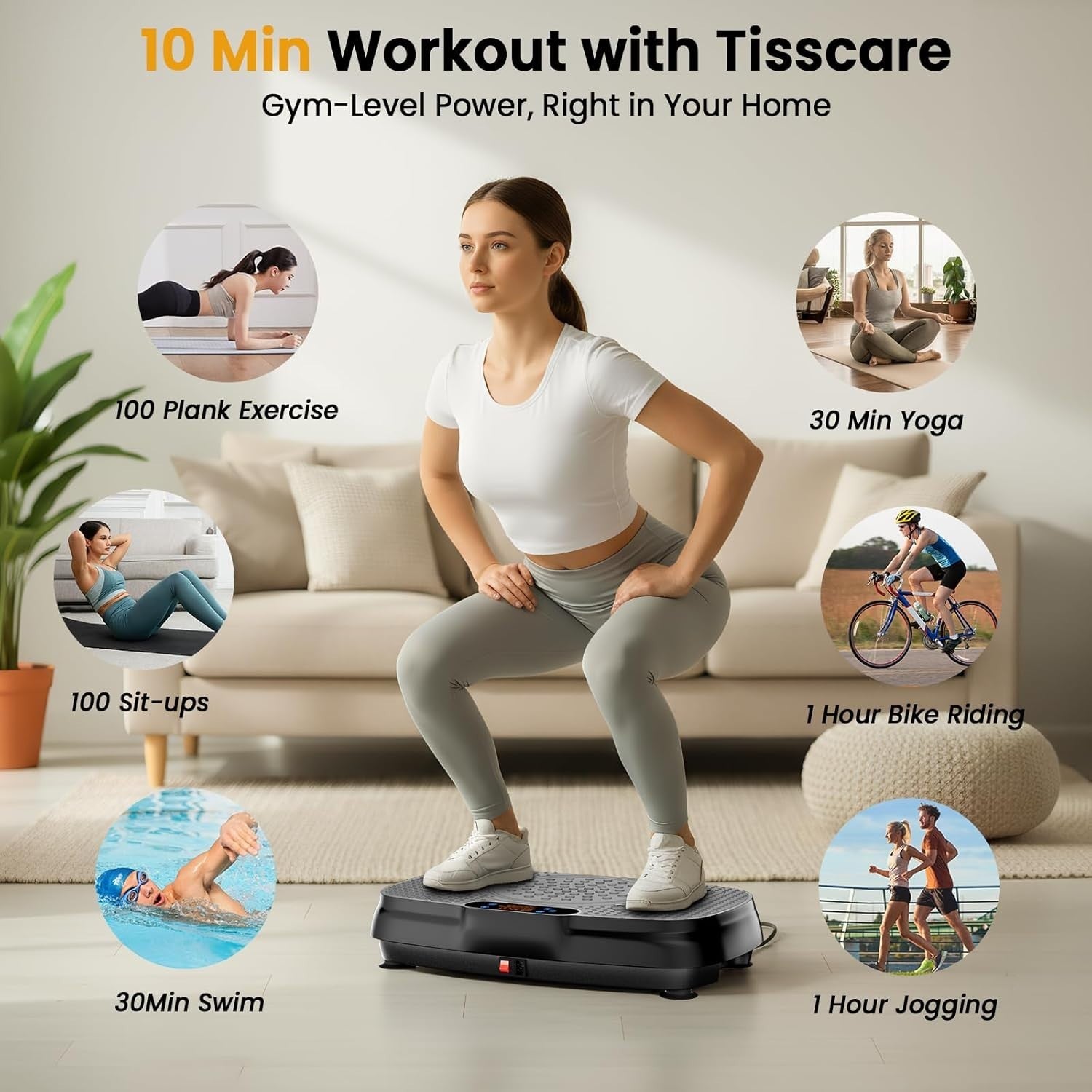 Silver Grey Vibration Plate Exercise Machine Weight Loss Lymphatic Drainage