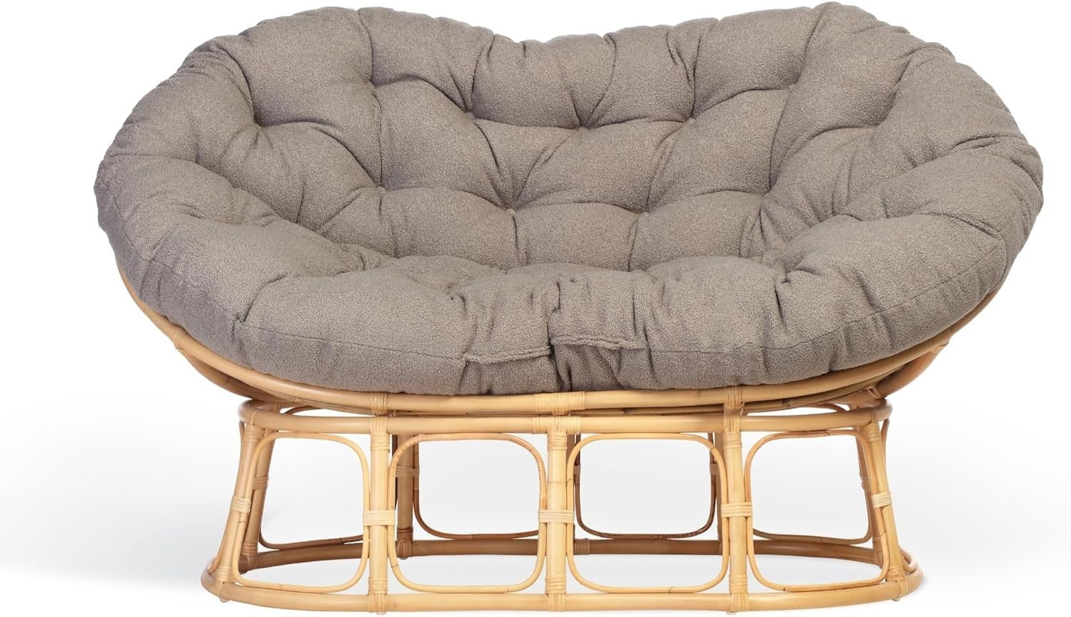 Double Papasan Rattan Loveseat Indoor Cushion Chair Relaxing Lounge Sofa