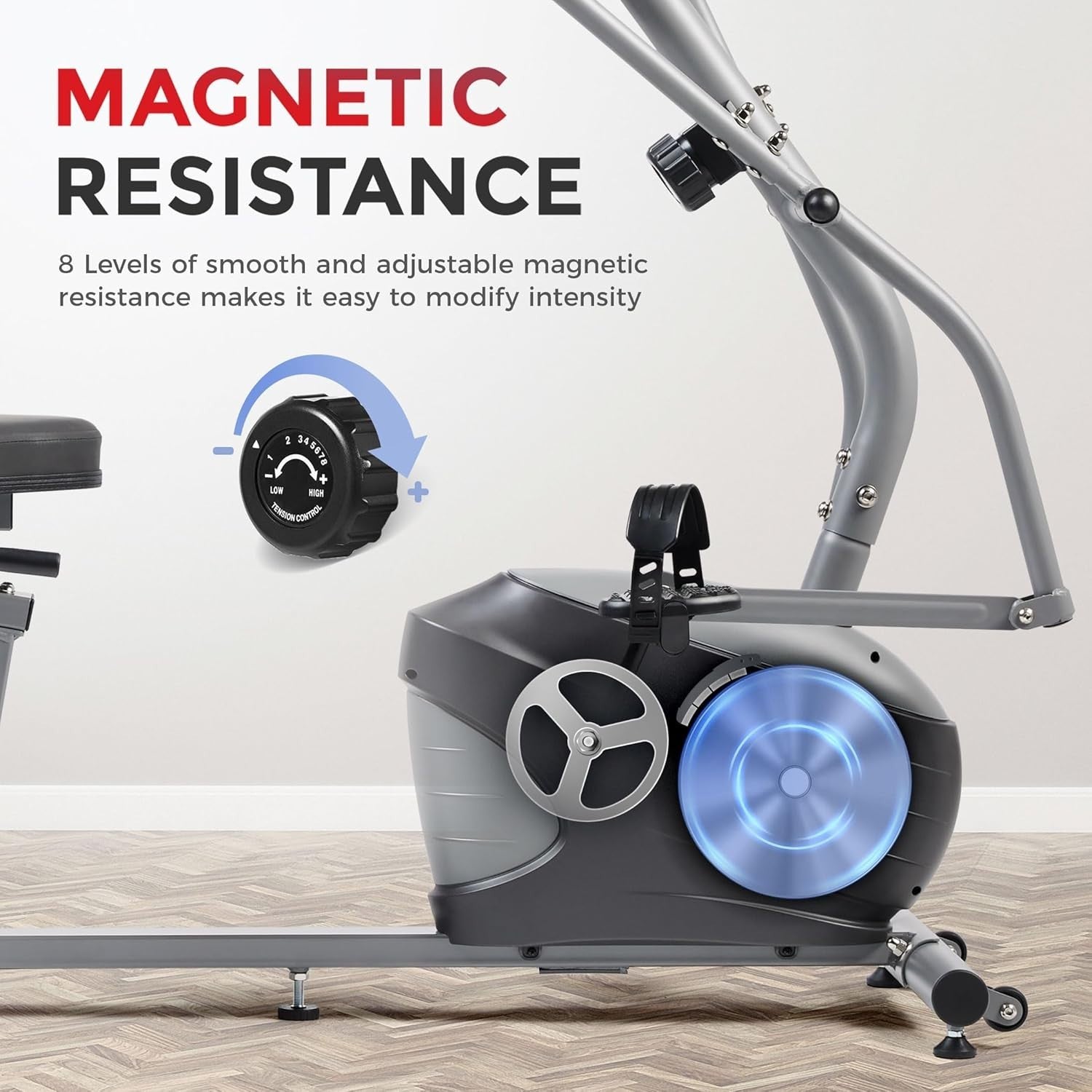 Recumbent Cross Trainer Bike Magnetic Bluetooth LCD Heart Rate Full Body Home
