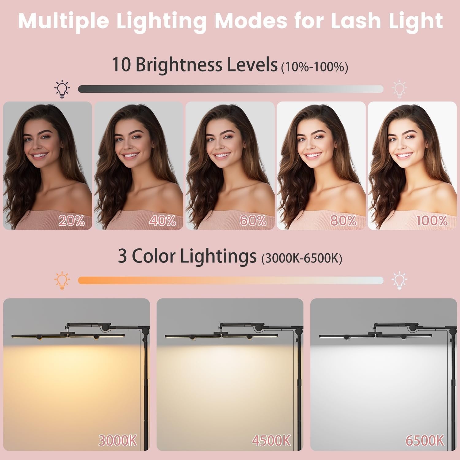 40W Foldable Square Lash Light LED Beauty Lamp Remote Dimmable