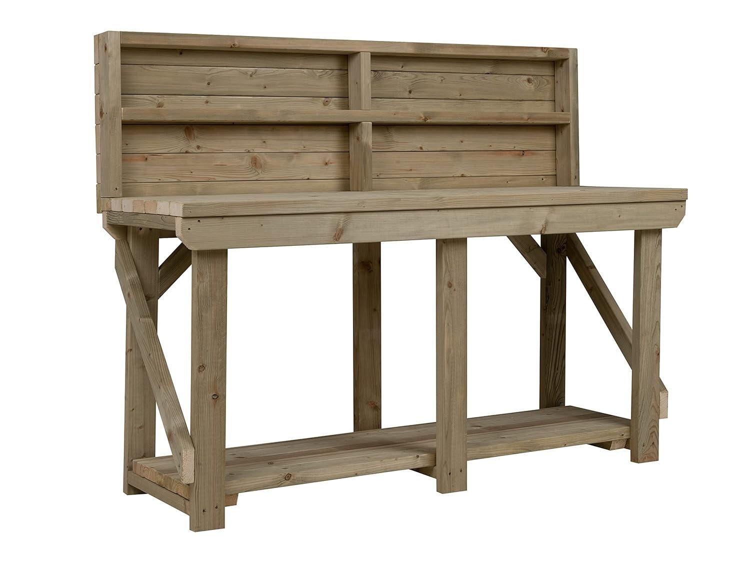 10ft Heavy Duty Workbench with Back Panel Pressure Treated Indoor/Outdoor Table