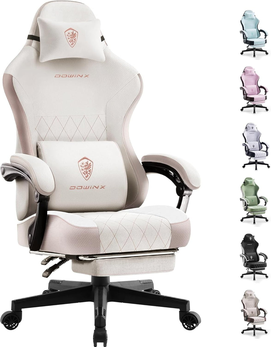 Dowinx Fabric Gaming Chair with Footrest, Ergonomic Gaming Chair for Adults, Hig
