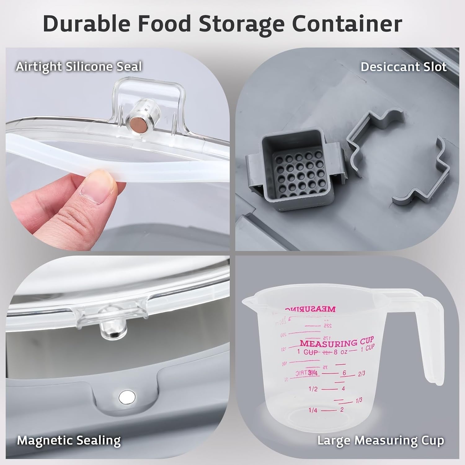 Collapsible Rice Storage Bin 10-30LBS Airtight Food Container Wheels