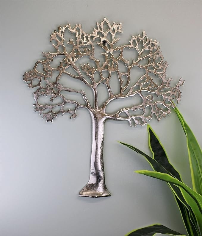Extra Large Tree of Life Wall Art Polished Aluminium Sculpture 60cm