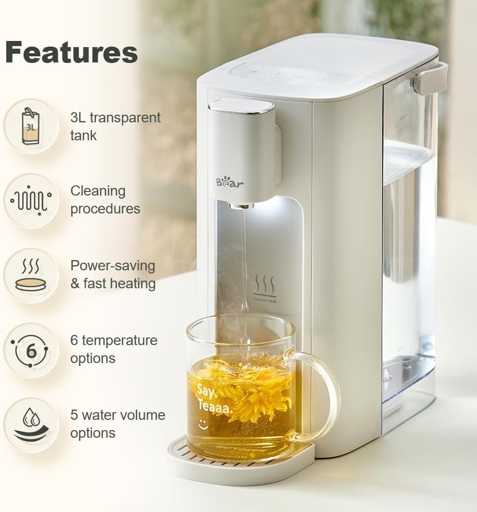 Instant Hot Water Dispenser 3L | Touch Screen 6 Temp Presets Fast Boil