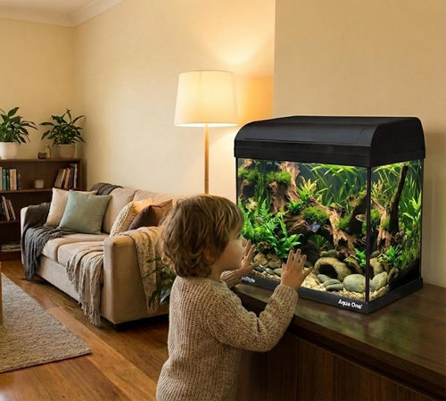 14L Glass Fish Tank Aquarium Kit with Filter, Pump & LED Light