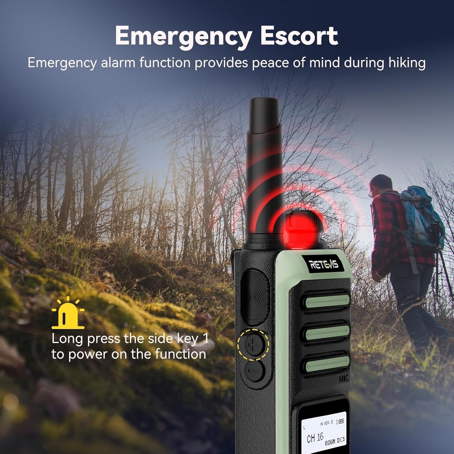 Rechargeable Walkie Talkie LCD Screen Type-C Fast Charging LED Radio