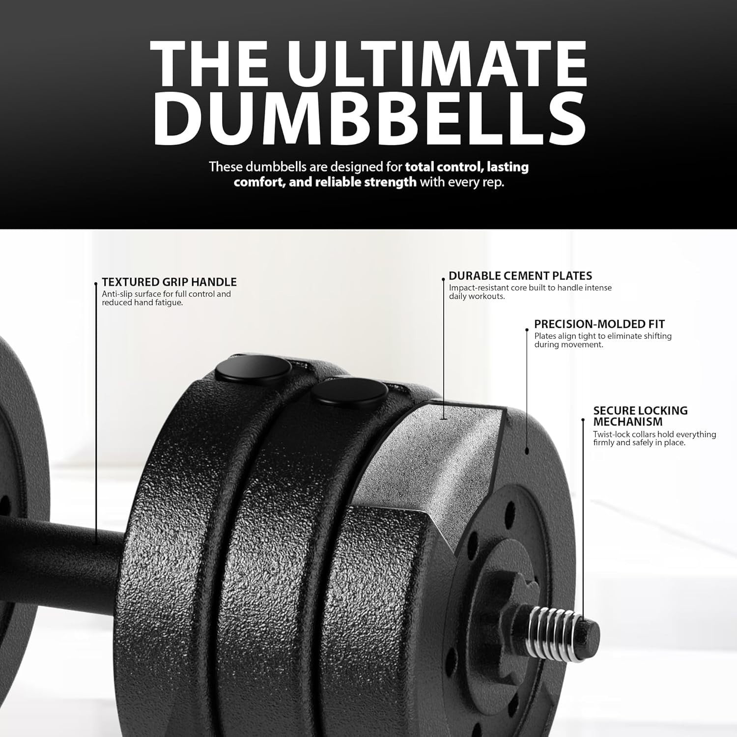 30KG Adjustable Dumbbells Set Pair Anti Slip Home Gym Strength Weights