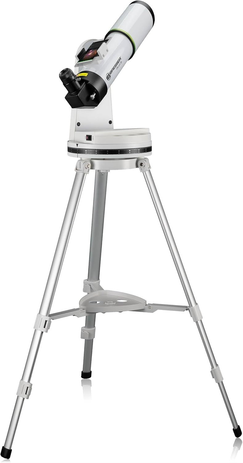 Smart 80mm 400mm Refractor Telescope PushTo App Bluetooth Tripod Silver White