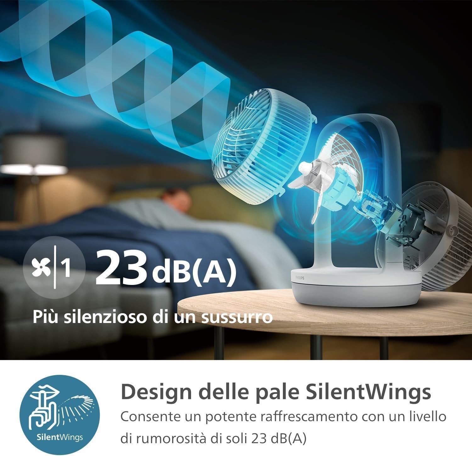 Silent Table Fan – 3 Speed 180° Adjustable Air Circulator Ultra Quiet Cooling