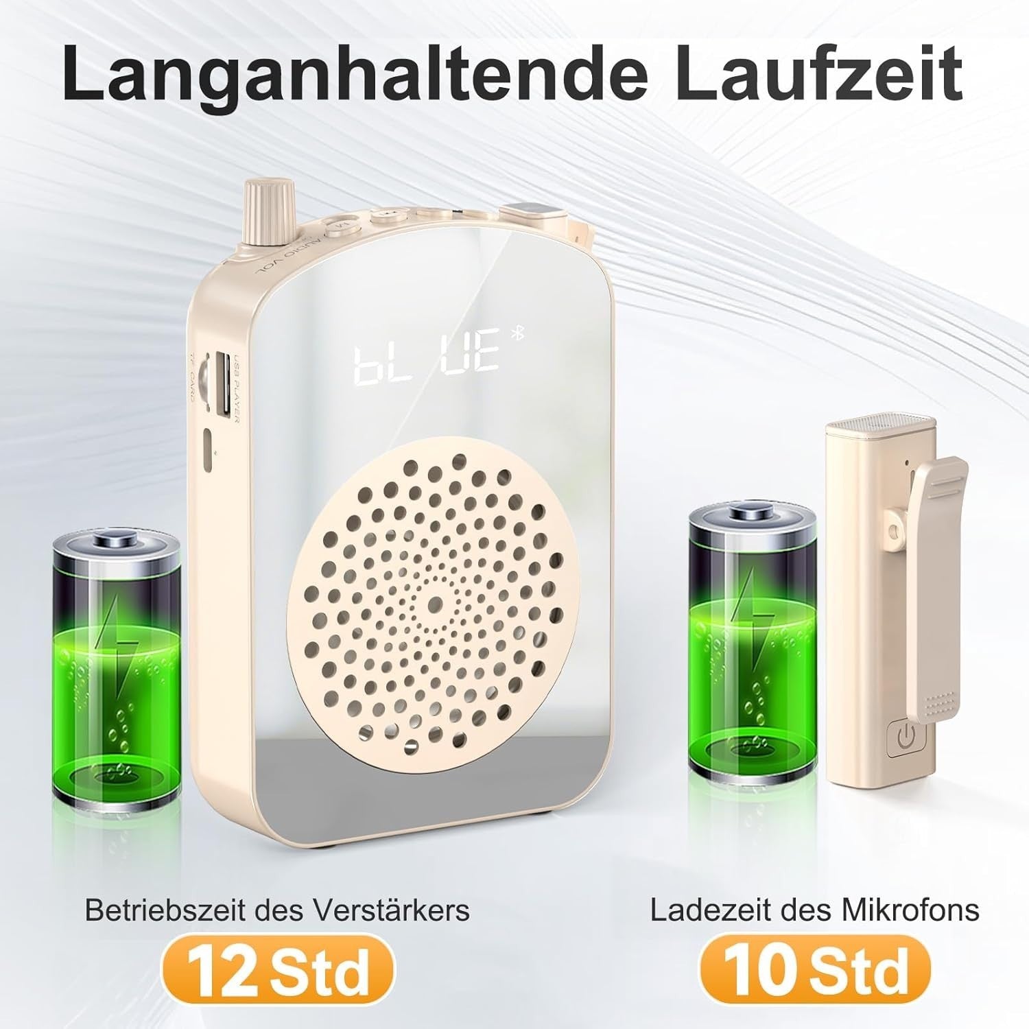A10 Wireless Voice Amplifier with Lavalier Mic Portable 15W Speaker