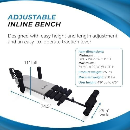 Inline Back Stretch Bench Cervical Traction Up to 250lb