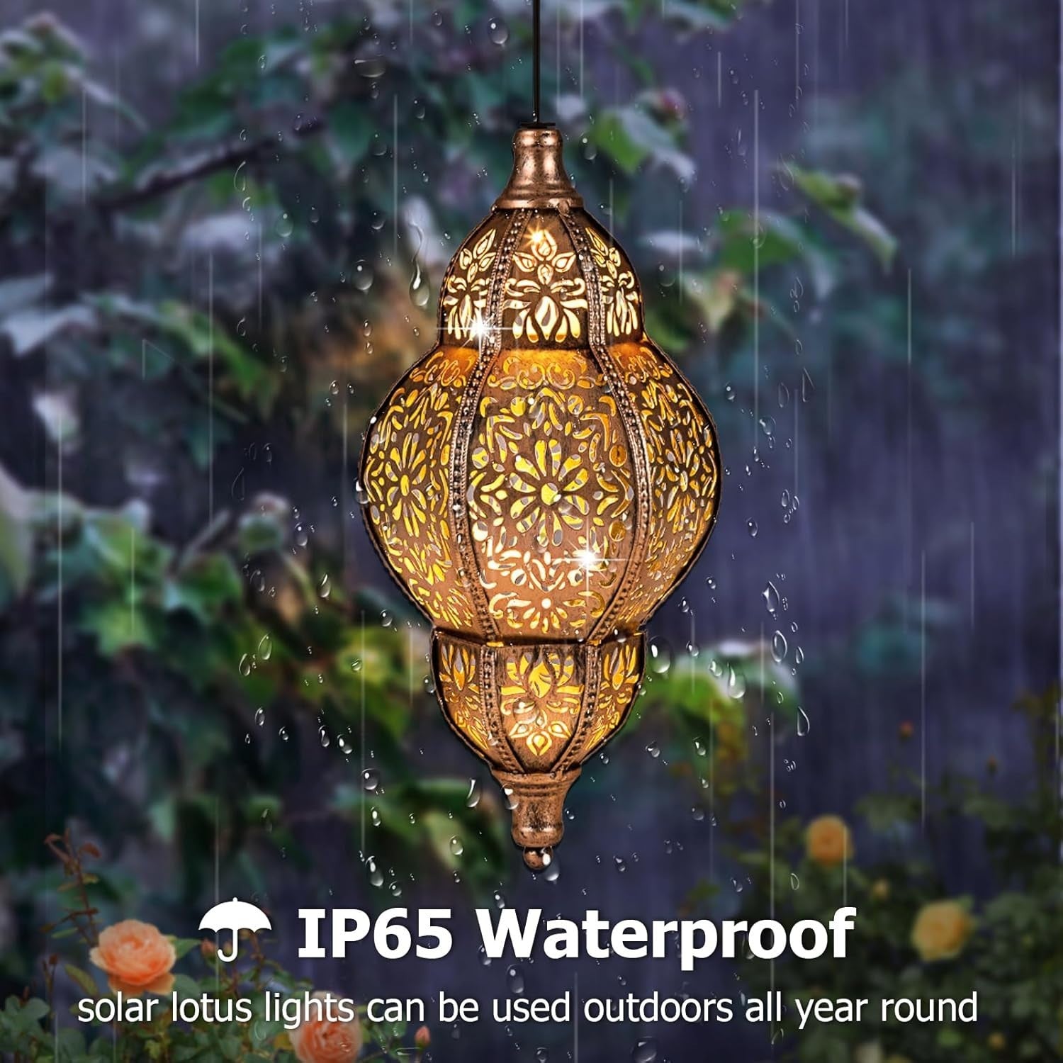 Solar Lantern Outdoor Decor, Copper Waterproof Solar Lights for Garden & Patio