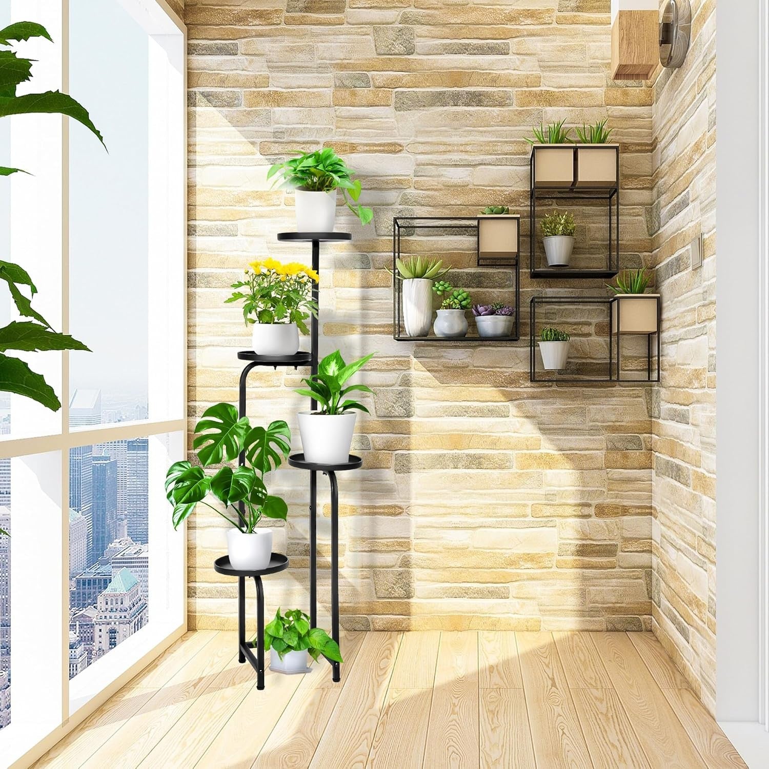 4 Tier Metal Plant Stand Indoor Outdoor Corner Flower Shelf Rack