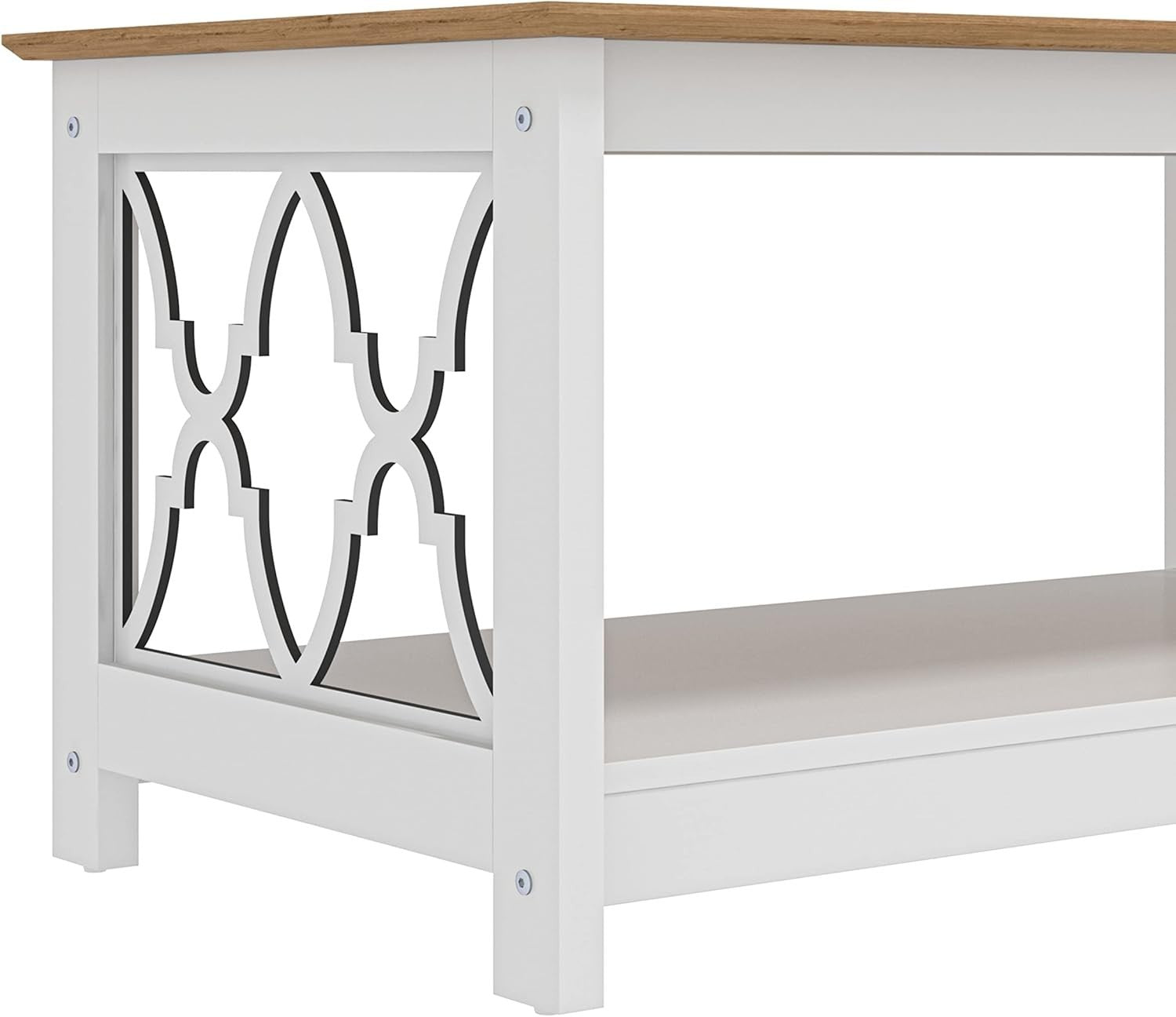 Modern Rectangular Coffee Table with Storage Shelf White Oak 90x50x44cm