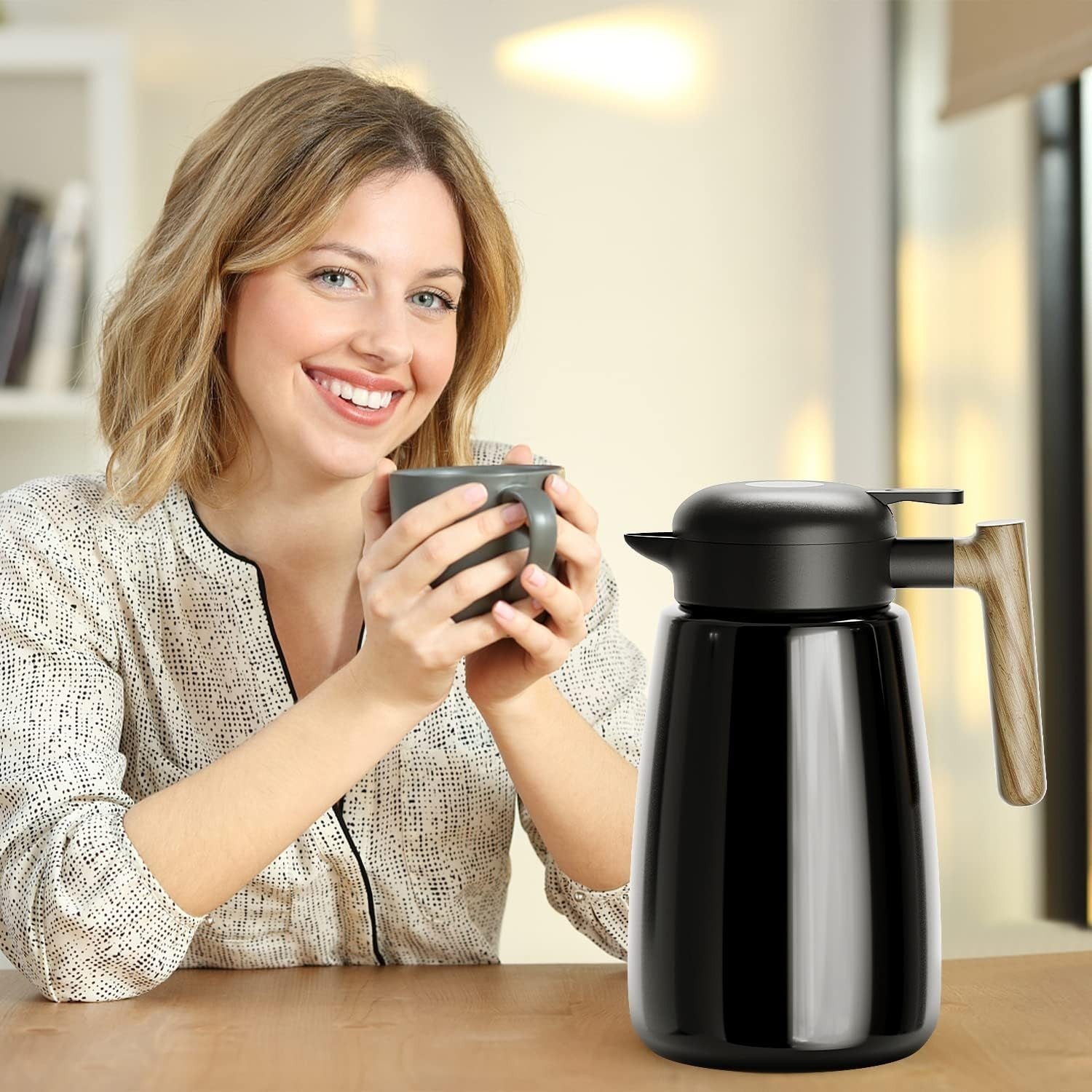 1.8L Thermal Coffee Carafe Vacuum Insulated Hot Cold Drink Dispenser