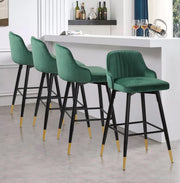 Green Velvet Swivel Bar Stools Set of 4 – Luxury Bar Height Chairs