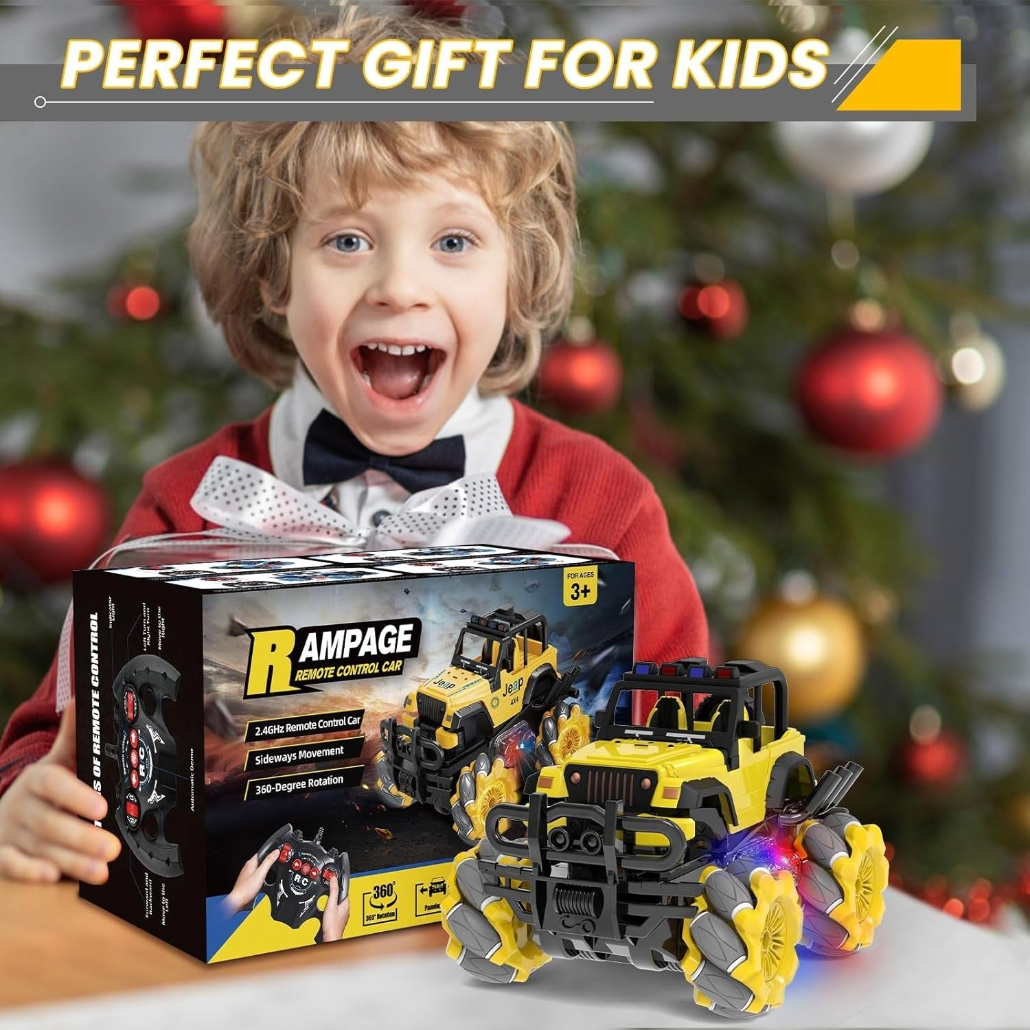 RC Drift Car 360° Spin All Terrain Remote Control Truck LED Light Toy Gift for K