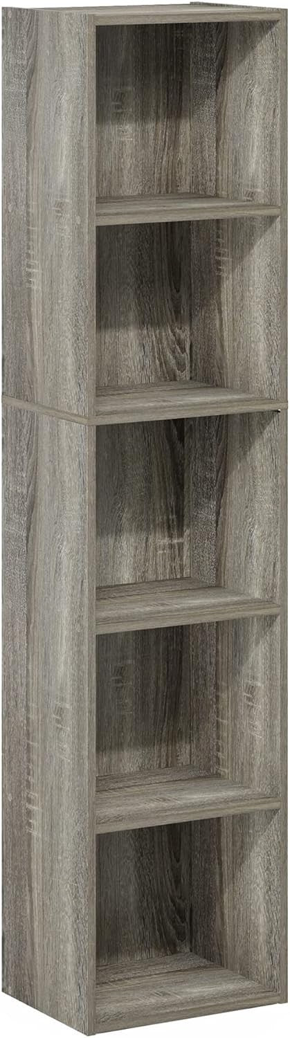 5 Cube Bookcase Storage Open Shelf Compact Design Organizer Bookshelf French Oak