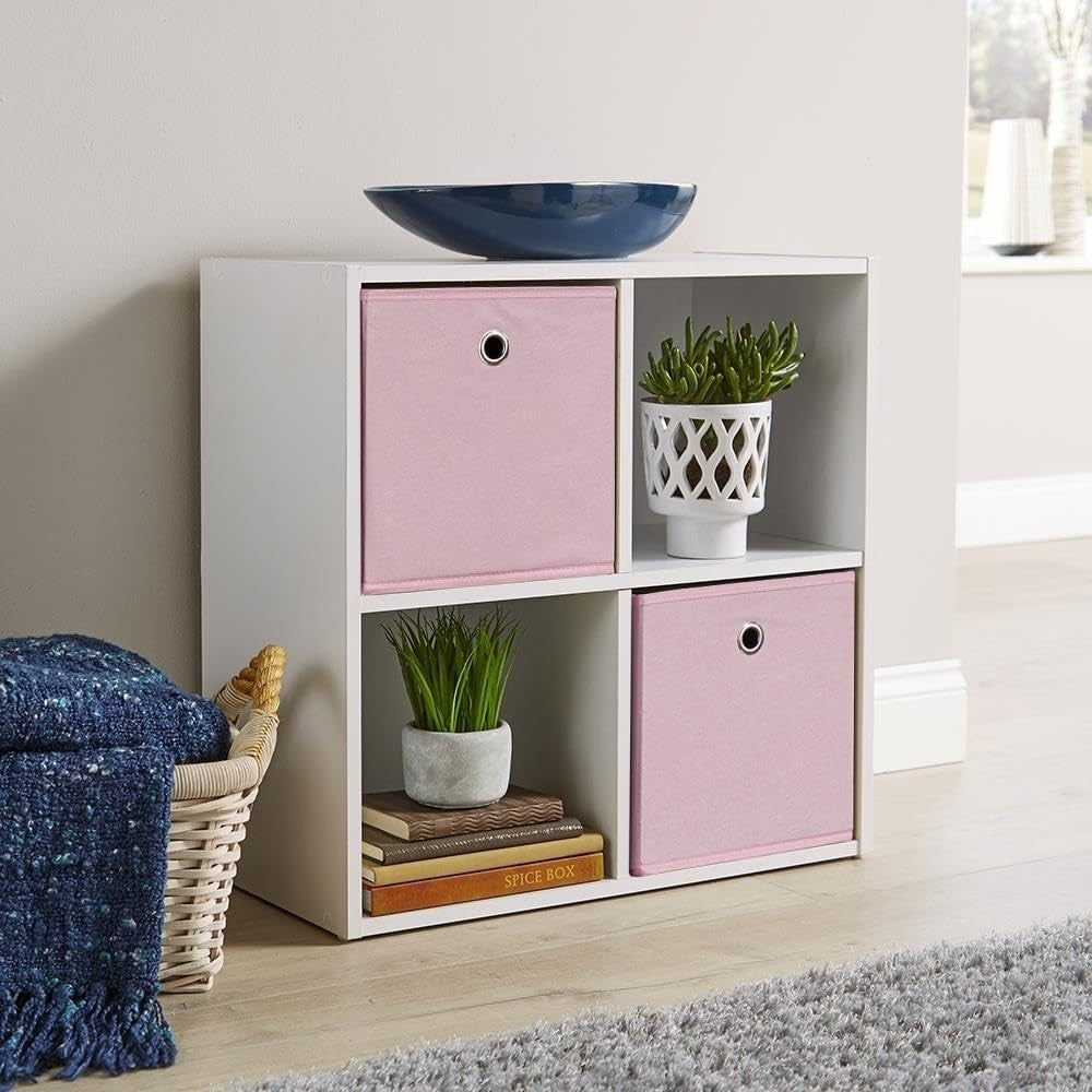4 Cube Storage Shelf White Wooden Bookcase Display Unit 60cm