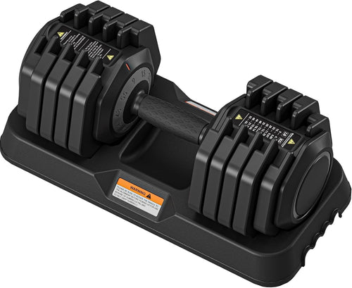 55lb Adjustable Dumbbell Single 10-in-1 One-Hand Dial Safety Lock