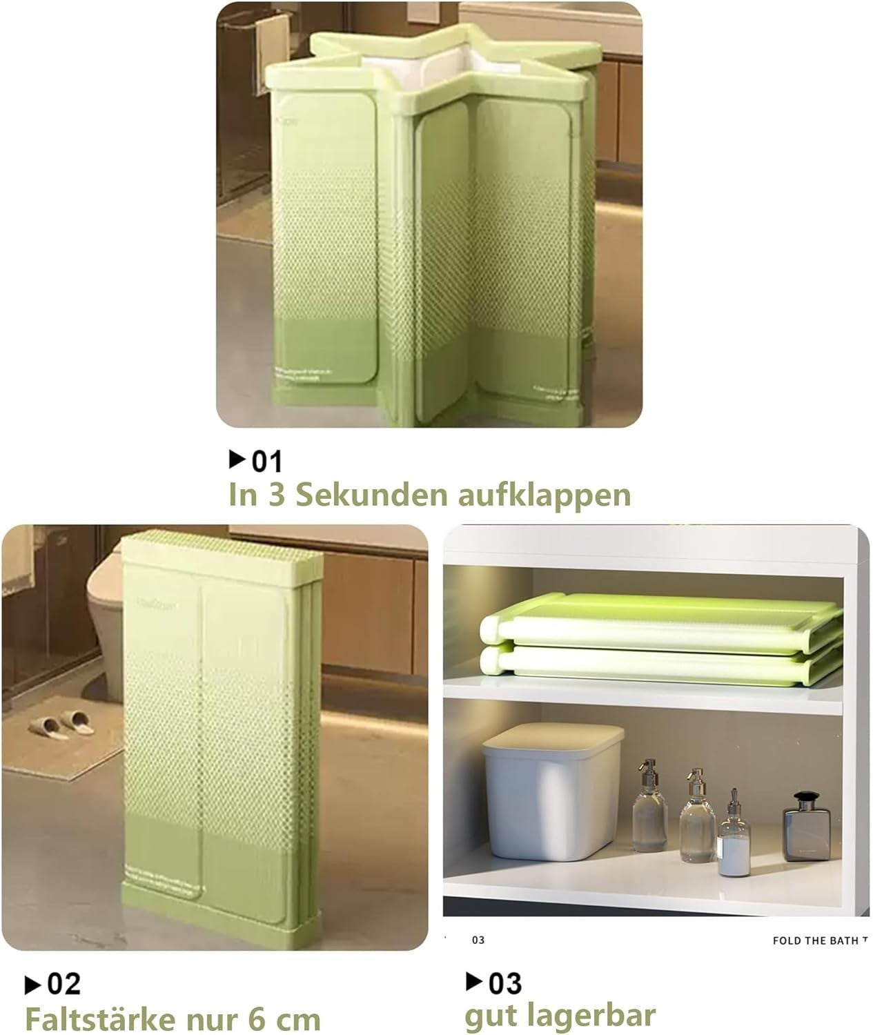 Portable Foldable Bathtub 70x65cm Green Adults Ice & SPA Soaking Tub