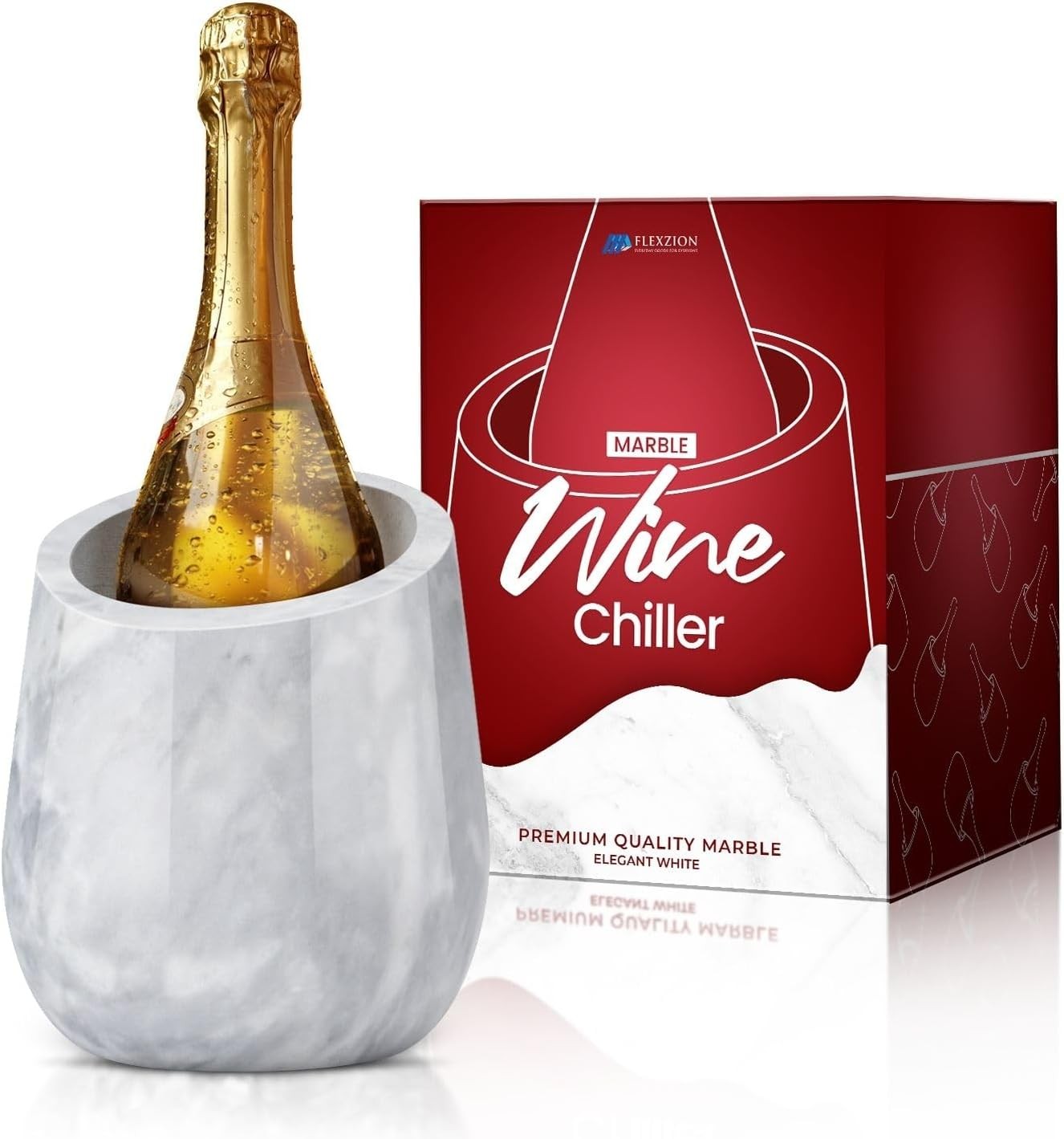 Marble Wine Chiller Bucket Champagne Cooler Ice Free Tabletop 750ml Bottle