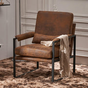 Modern Accent Armchair Brown Metal Frame Lounge Chair Cushion Seat