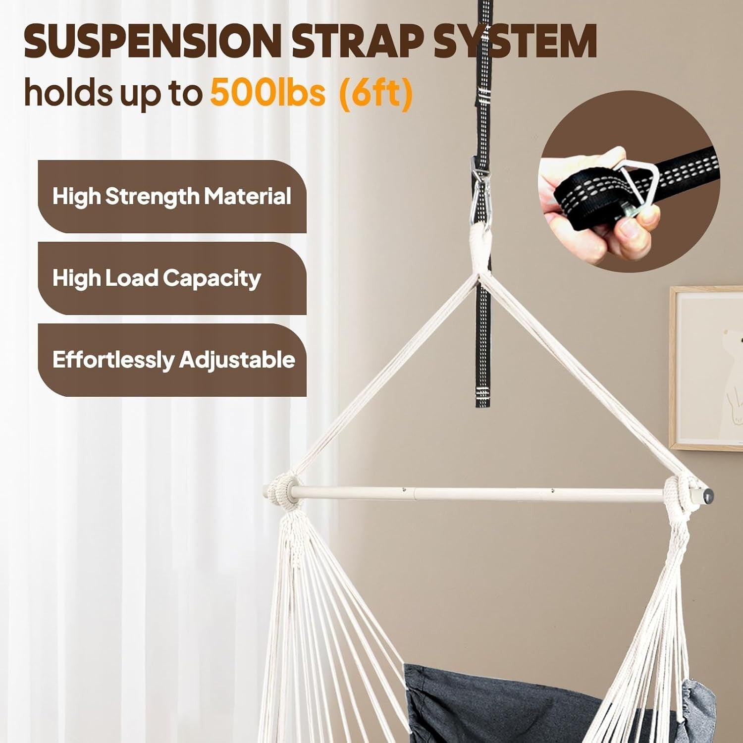 Hammock Chair with Footrest & 2 Cushions | 550lbs Heavy Duty Indoor Outdoor