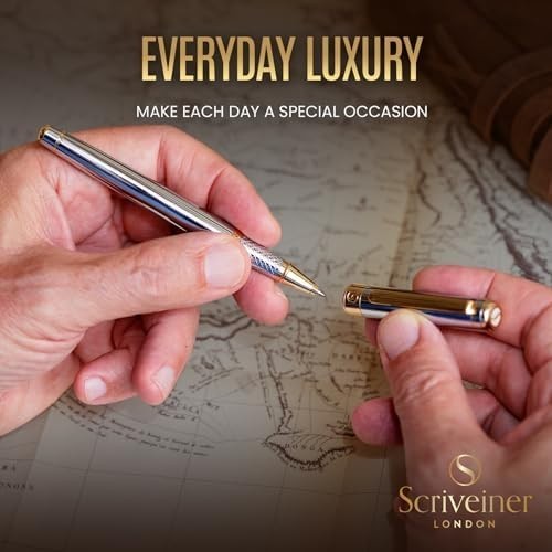 Luxury Rollerball Pen Silver Chrome 24K Gold Medium Gift