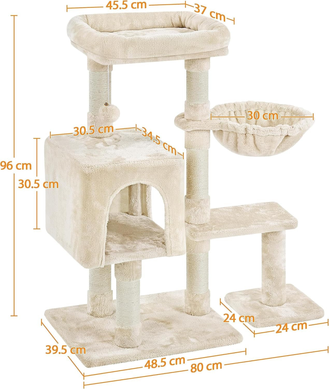 Cat Tree Tower 96cm With Large Perch Condo Scratching Posts Cats