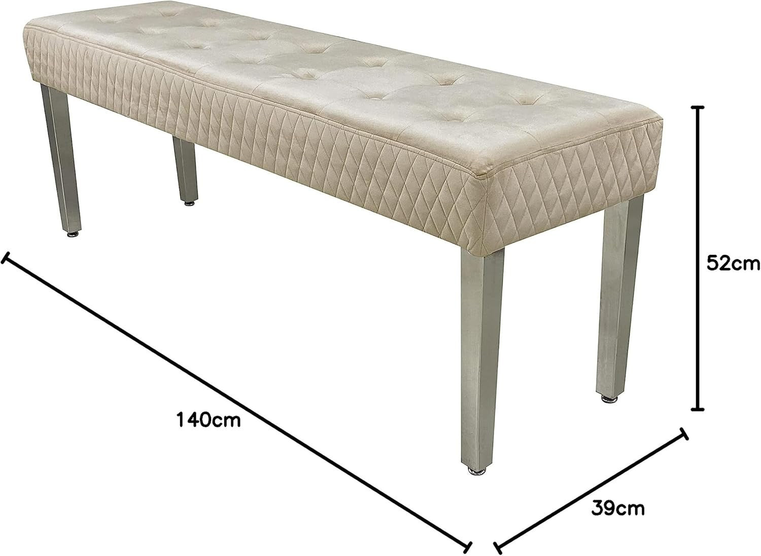 Luxury Mink Velvet 3-Seater Bench Modern Upholstered Dining & Entryway Seat