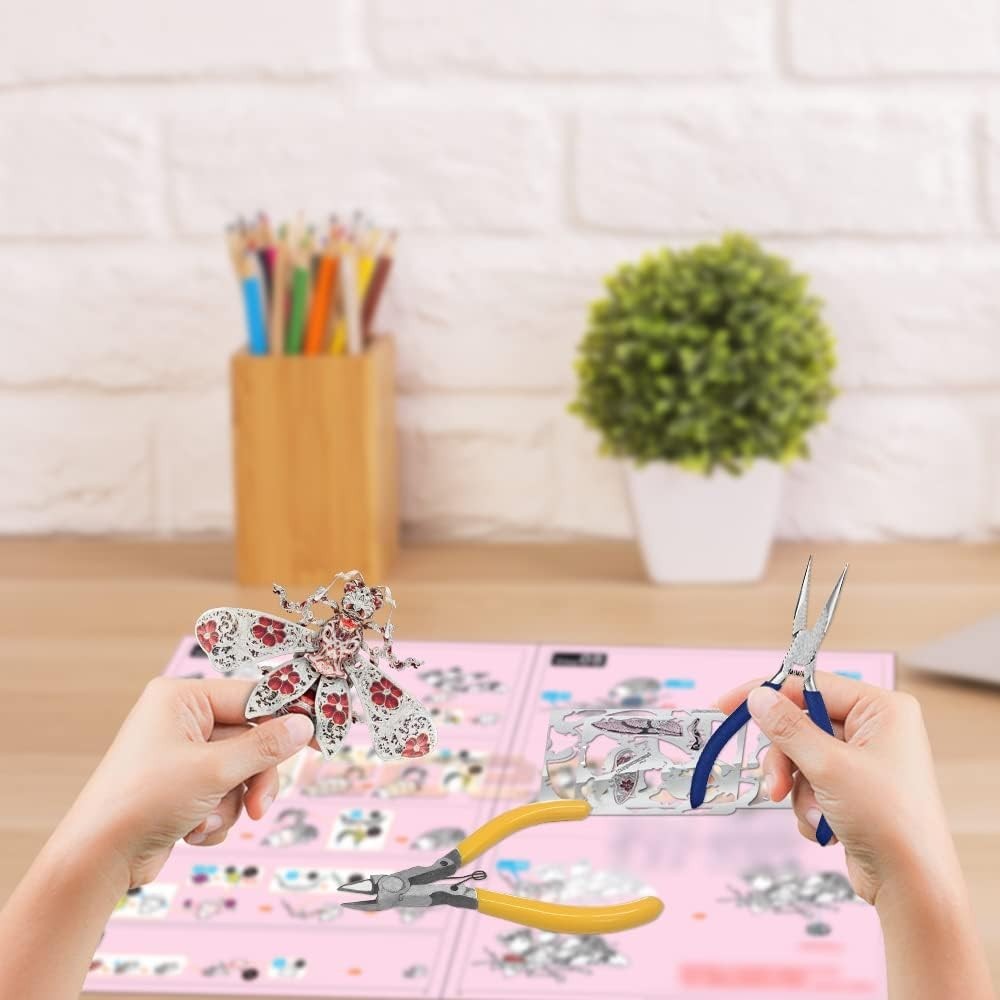 3D Metal Bee Puzzle Kit Adults Teens, Steel Insect Model DIY Gift 28pcs