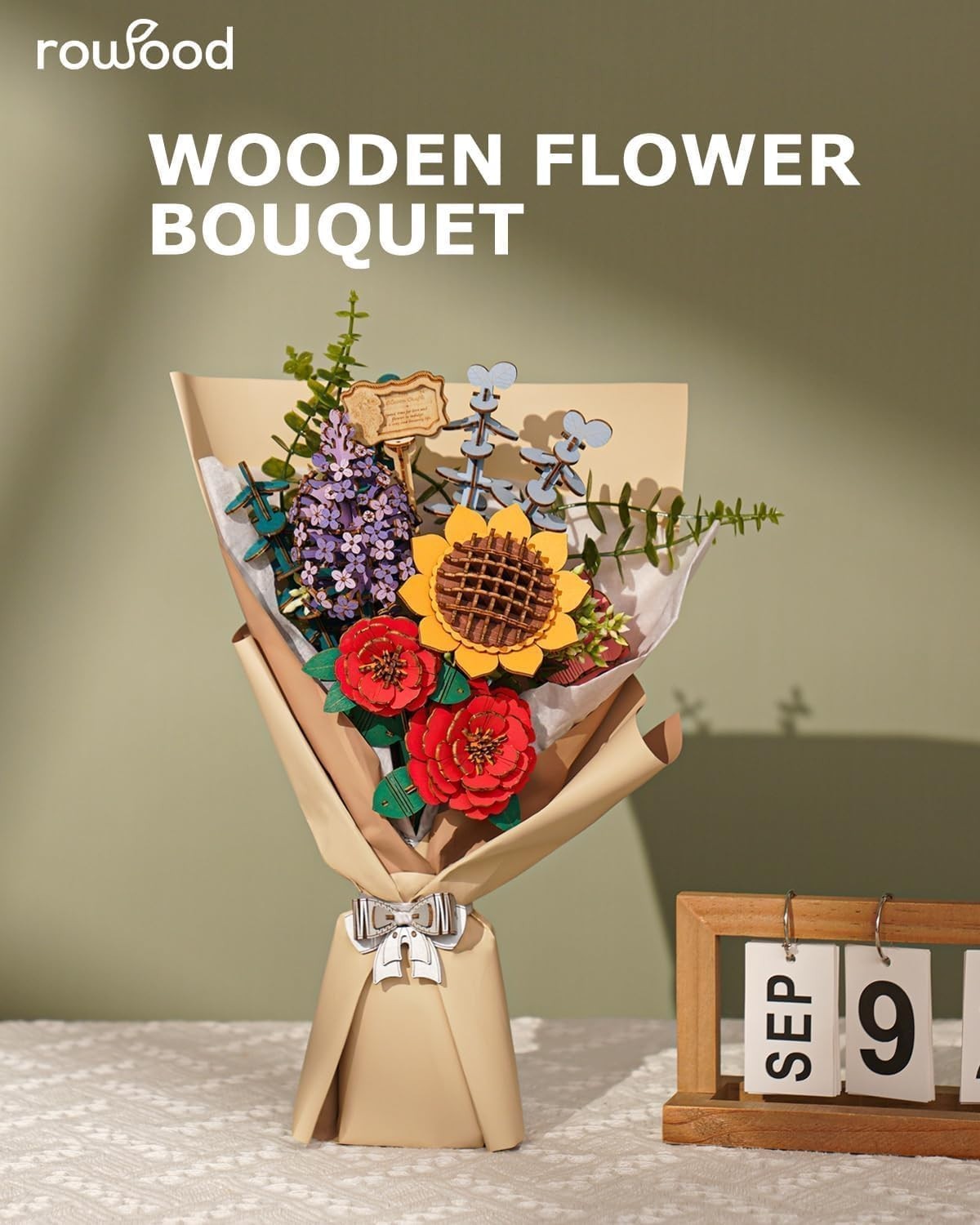 DIY 3D Wooden Flower Bouquet Puzzle Kit – Unique Home Decor Gift Set