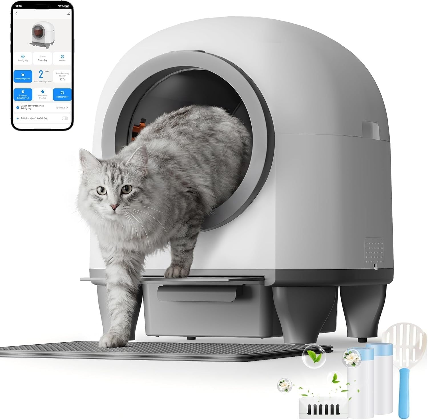XXL Self Cleaning Cat Litter Box Automatic App Control Odor Removal